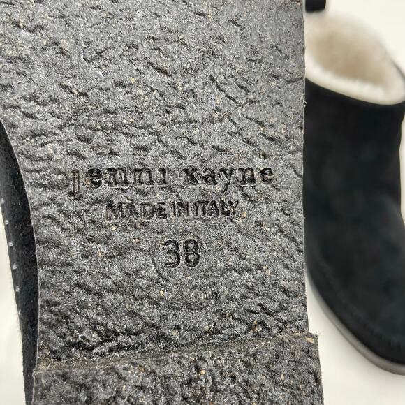 Jenni Kayne Black Suede Shearling Moc Boot Neutral Minimalist Ankle Bootie 38 - Picture 11 of 13